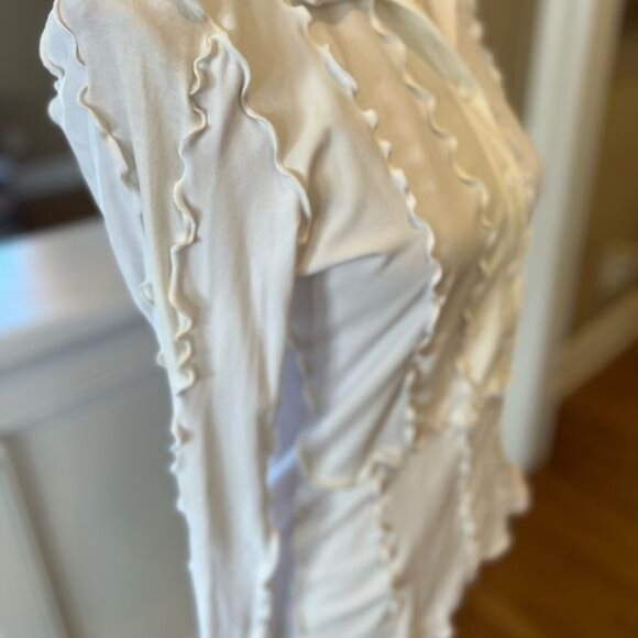 Sherris RTW lettuce trim button down white top NWT Limited Edition long sleeve - Picture 7 of 13